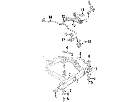 1995 Chevrolet Lumina APV Front Suspension Components, Lower Control Arm, Stabilizer Bar Stud, Front Lower Control Arm Ball Diagram for 22113159