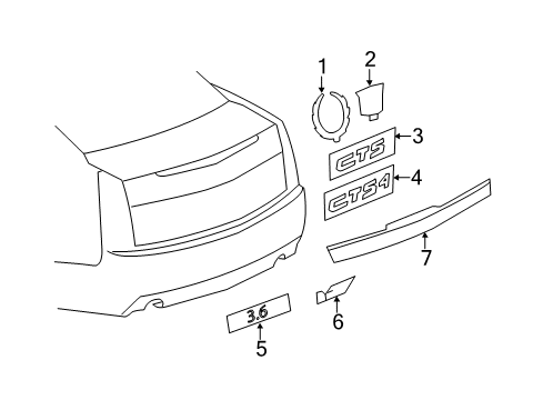 2012 Cadillac CTS Exterior Trim - Trunk Lid Molding Diagram for 22814000