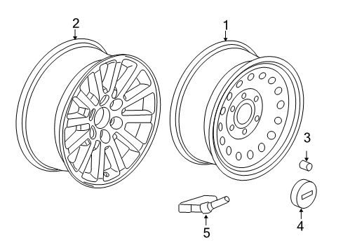 2010 GMC Yukon Wheels Hub Wheel Cap Diagram for 9598076