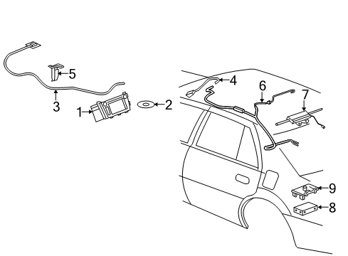 2010 Cadillac DTS Navigation System Antenna Assembly Diagram for 25918632