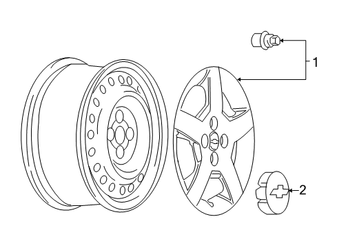 2009 Chevrolet Cobalt Wheel Covers & Trim Cover ASSEMBLY - 15" Wheel Trim Diagram for 9598604