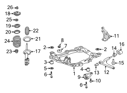 2008 Chevrolet Malibu Front Suspension Components, Lower Control Arm, Stabilizer Bar Reinforcement Bolt Diagram for 11518693