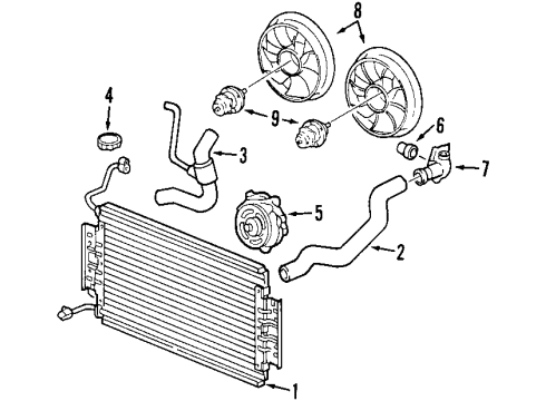 2003 Oldsmobile Alero Cooling System, Radiator, Water Pump, Cooling Fan Motor Asm, Engine Coolant Fan-RH (150W) Diagram for 88957398