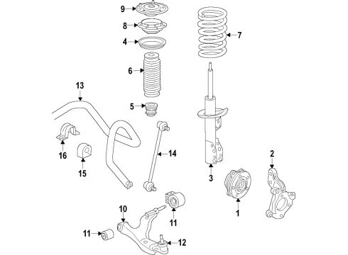 2019 Chevrolet Traverse Front Suspension Components, Lower Control Arm, Stabilizer Bar Lower Insulator Diagram for 84100436