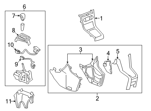 2012 Chevrolet Captiva Sport Front Console Shifter Assembly Diagram for 22830097