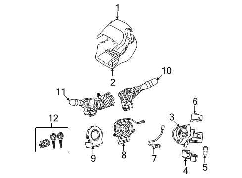 2010 Pontiac Vibe Switches Cylinder & Keys Diagram for 19184242