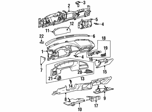 1998 Oldsmobile Achieva Instrument Panel Instrument Cluster Assembly Diagram for 16206623