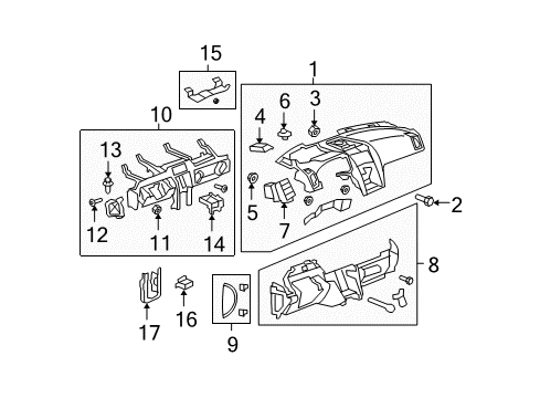 2008 GMC Acadia Cluster & Switches, Instrument Panel Side Cover Diagram for 20872007