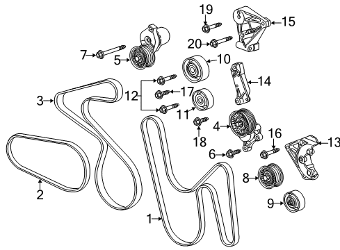 2015 Chevrolet Camaro Belts & Pulleys Belt-Water Pump & Generator Diagram for 12641123