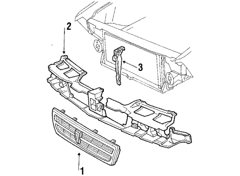 1989 Pontiac Bonneville Grille & Components Bracket-Headlamp & Radiator Grille Mount Panel Diagram for 10038320