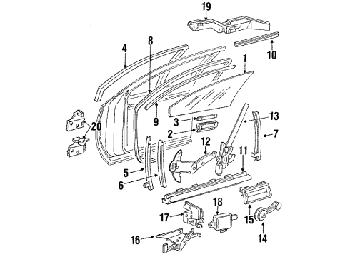 1994 Chevrolet Impala Tail Gate Handle Asm-Front & Rear Side Door Outside *Chrome Diagram for 16627925