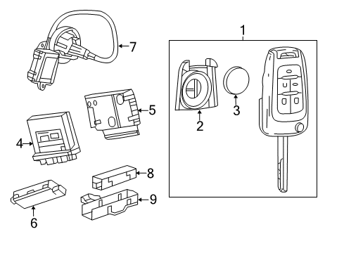 2015 Chevrolet Malibu Keyless Entry Components Key Diagram for 23335584