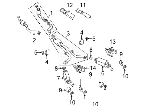 2006 Pontiac GTO Exhaust Components 3Way Catalytic Convertor Assembly (W/ Exhaust Manifold P Diagram for 92161756
