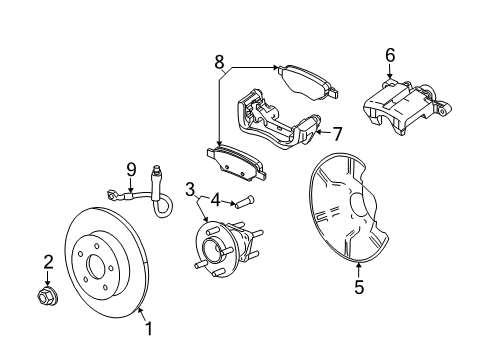 2005 Saturn Relay Brake Components Bracket, Rear Brake Caliper Diagram for 88964137