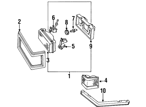 1991 Cadillac Brougham Headlamps Composite Headlamp Assembly (L.H.) Diagram for 16512675