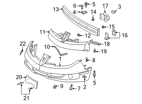 2004 Pontiac Sunfire Front Bumper Resistor Nut Diagram for 11517769