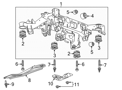 2015 Cadillac ATS Suspension Mounting - Rear Suspension Crossmember Rear Mount Diagram for 20755820