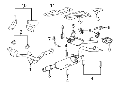 2014 GMC Yukon Exhaust Components Catalytic Converter Diagram for 15896591