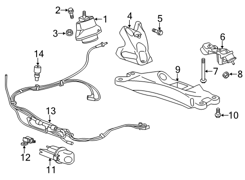 2015 Cadillac ATS Engine & Trans Mounting Mount Bracket Diagram for 20841853