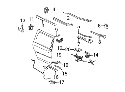 2006 Chevrolet Uplander Tracks & Components Track Asm-Rear Side Door Center Diagram for 15951097