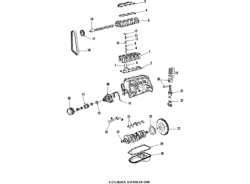 1990 Pontiac Sunbird Engine Parts, Mounts, Cylinder Head & Valves, Camshaft & Timing, Oil Pan, Oil Pump, Crankshaft & Bearings, Pistons, Rings & Bearings Gasket Diagram for 90106432