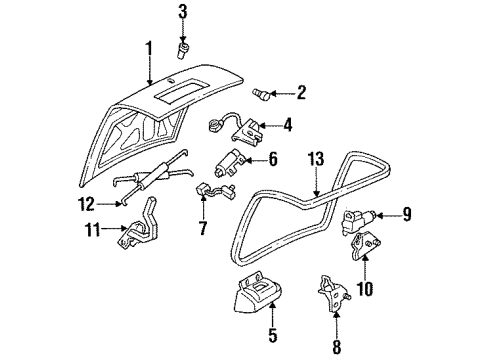 1994 Cadillac DeVille Trunk Lid Cylinder Kit, Rear Compartment Lid Lock (Uncoded) Diagram for 12513061