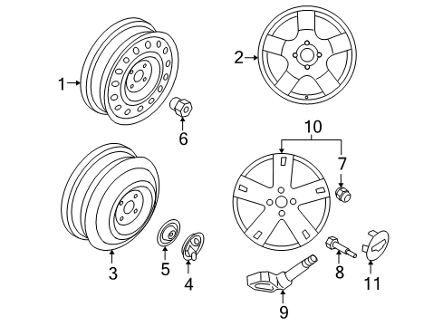 2009 Chevrolet Aveo5 Wheels, Covers & Trim Wheel, Spare Spacer Diagram for 96408638