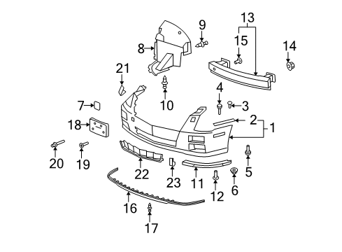 2011 Cadillac STS Front Bumper Impact Bar Insert Diagram for 11561916