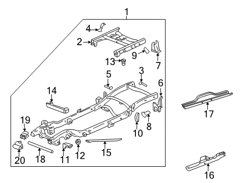 2001 GMC Sierra 1500 Frame & Components Bumper Kit, Front Lower Control Arm Diagram for 12474008