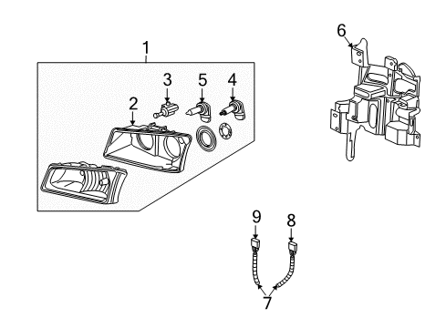 2005 Chevrolet Avalanche 1500 Headlamps Composite Assembly Diagram for 15136536
