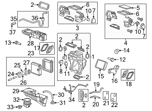 2011 Buick Enclave Air Conditioner AC & Heater Case Diagram for 20917742
