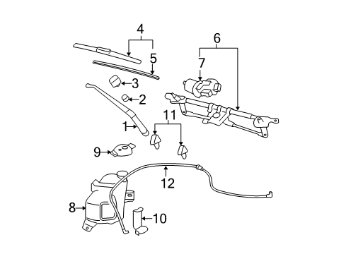 2009 Chevrolet HHR Wiper & Washer Components Rear Blade Diagram for 22709463