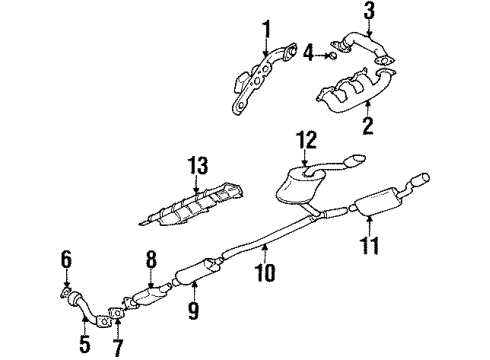 1999 Buick Riviera Exhaust Components, Exhaust Manifold 3Way Catalytic Convertor Assembly Diagram for 25165285