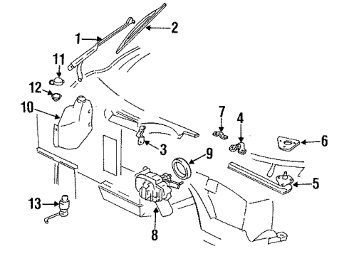 1995 Chevrolet Corvette Wiper & Washer Components Blade Diagram for 22154985