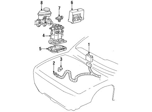 1994 Oldsmobile Cutlass Ciera Hydraulic System Power Brake Booster Assembly Diagram for 18029987