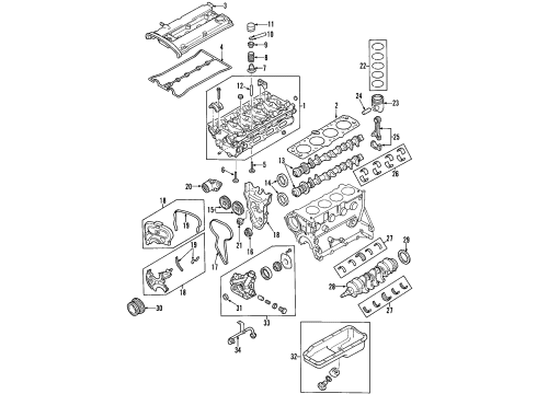 2002 Daewoo Lanos Engine Parts, Mounts, Cylinder Head & Valves, Camshaft & Timing, Oil Pan, Oil Pump, Crankshaft & Bearings, Pistons, Rings & Bearings Piston Ring Set Diagram for 93740226