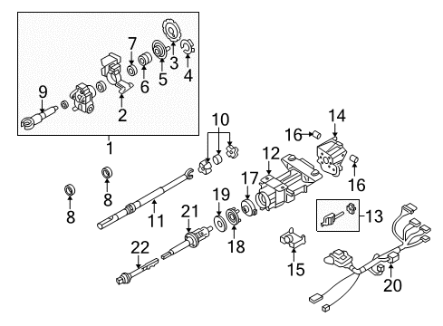 2005 Cadillac XLR Housing & Components Upper Intermediate Steering Shaft Assembly Diagram for 10307797