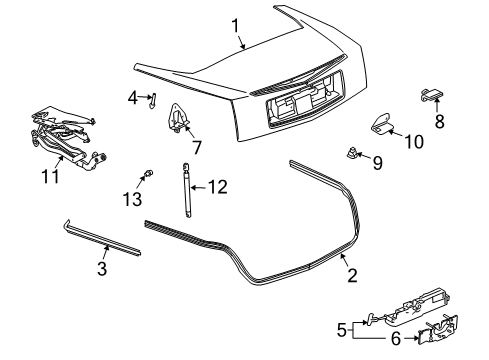 2004 Cadillac XLR Trunk Lid Rear Compartment Lid Latch Assembly Diagram for 15847487