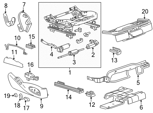 2013 Cadillac ATS Tracks & Components Cushion Frame Diagram for 13503292
