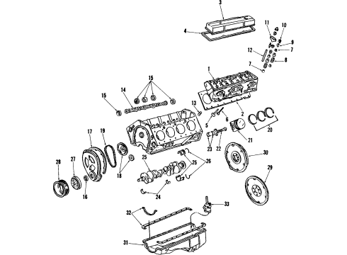 1991 Chevrolet Corvette Engine Parts, Mounts, Cylinder Head & Valves, Camshaft & Timing, Oil Pan, Oil Pump, Crankshaft & Bearings, Pistons, Rings & Bearings Pan Asm-Oil Diagram for 10108584