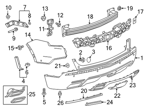 2020 Cadillac XT5 Bumper & Components - Rear Molding Diagram for 23414564
