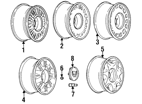 1993 Cadillac Eldorado Wheels, Covers & Trim Wheel Trim CAP(Tire & Wheel Drawing/Original Housed Diagram for 3535032