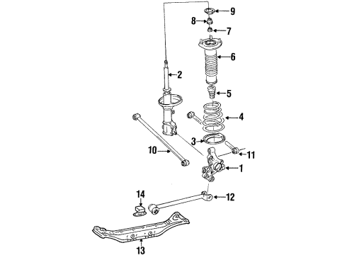 1994 Geo Prizm Rear Suspension Components, Stabilizer Bar Knuckle, Rear Suspension Diagram for 94852716