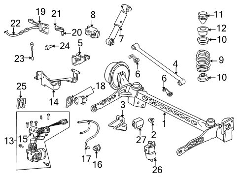 1999 Chevrolet Venture Rear Suspension Rear Shock Absorber Assembly Diagram for 15943270