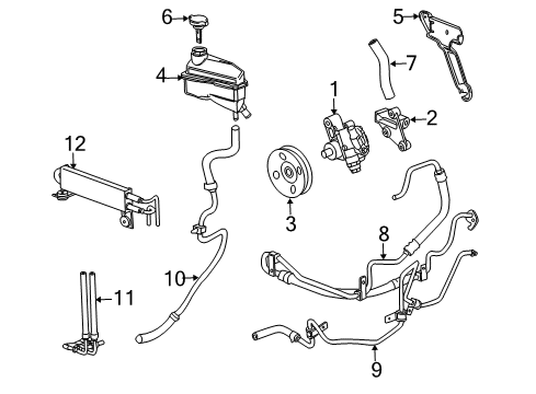 2009 Cadillac SRX P/S Pump & Hoses, Steering Gear & Linkage Power Steering Cooler Tube Diagram for 15236156