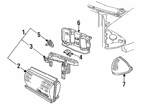 1992 Oldsmobile 98 Headlamps Composite Headlamp Assembly (R.H.) Diagram for 16512664
