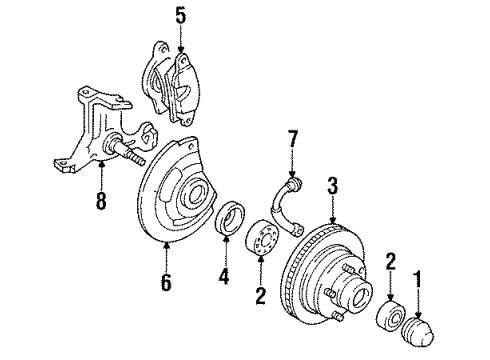 1995 Chevrolet Caprice Front Brakes Front Brake Rotor Assembly (W/ Hub) Diagram for 18021344