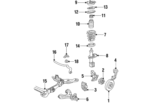 1986 Buick LeSabre Front Suspension Components, Lower Control Arm, Upper Control Arm, Stabilizer Bar Stud, Front Lower Control Arm Ball Diagram for 9769579