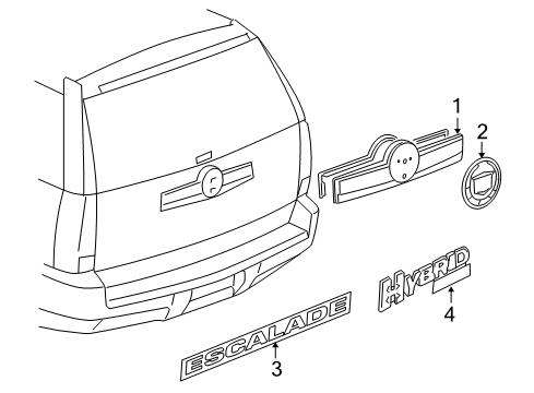 2012 Cadillac Escalade Exterior Trim - Lift Gate Plate Asm-Lift Gate Engine Name Diagram for 20903638