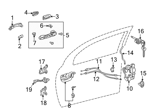 2004 Pontiac Vibe Front Door Lock Assembly Diagram for 88969876